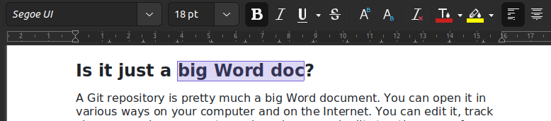 A Word doc with some text
