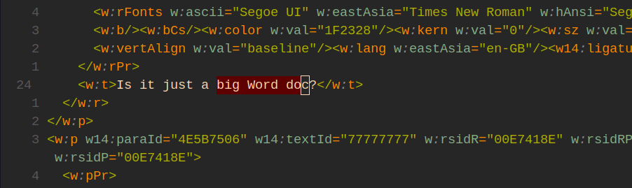 The source code of the same Word doc